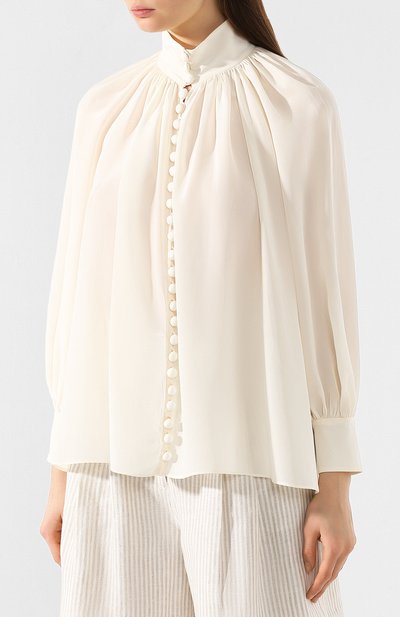 Шелковая блузка ZIMMERMANN белого цвета по цене 49100 руб., арт. 7676TRSUP, фото 3 Шелковая блузка ZIMMERMANN, арт. 7676TRSUP, фото 3