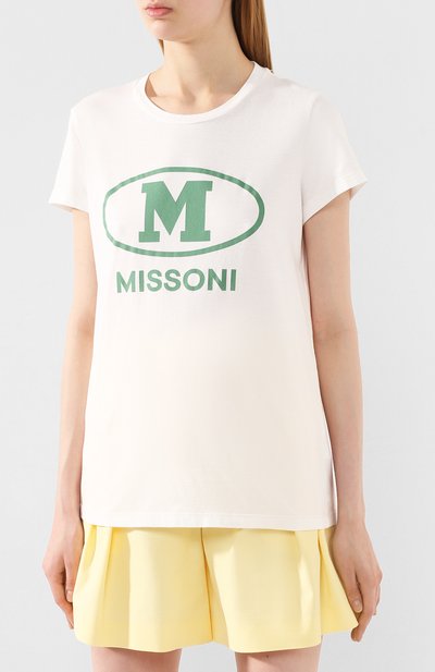 Хлопковая футболка M MISSONI кремового цвета по цене 10850 руб., арт. 2DL00044/2J003J, фото 3 Хлопковая футболка M MISSONI, арт. 2DL00044/2J003J, фото 3