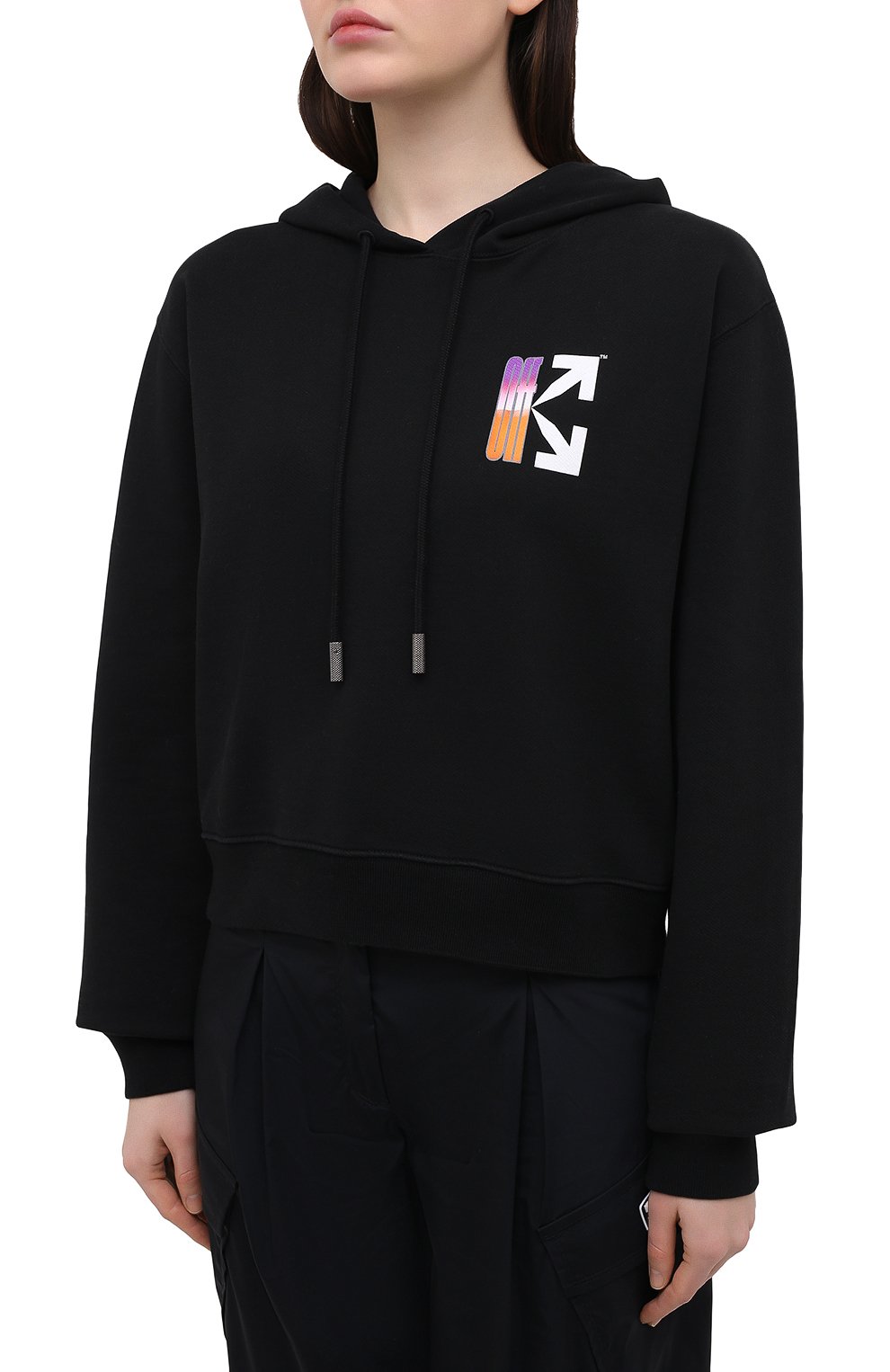 Хлопковое худи OFF-WHITE черного цвета по цене 56950 руб., арт. 0WBB016R21JER001, фото 3 Хлопковое худи OFF-WHITE, арт. 0WBB016R21JER001, фото 3