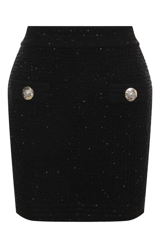 Твидовая юбка Balmain FF1LB015/KI74 Чёрный FF1LB015/KI74