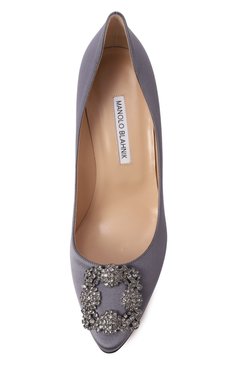 Женские текстильные туфли hangisi 70 MANOLO BLAHNIK синего цвета, арт. 9XX-0662/SAT | Фото 6 (Материал внешн�ий: Текстиль; Драгоценные камни: Проставлено; Подошва: Плоская; Материал сплава: Проставлено; Материал внутренний: Натуральная кожа; Каблук высота: Высокий; Каблук тип: Шпилька)
