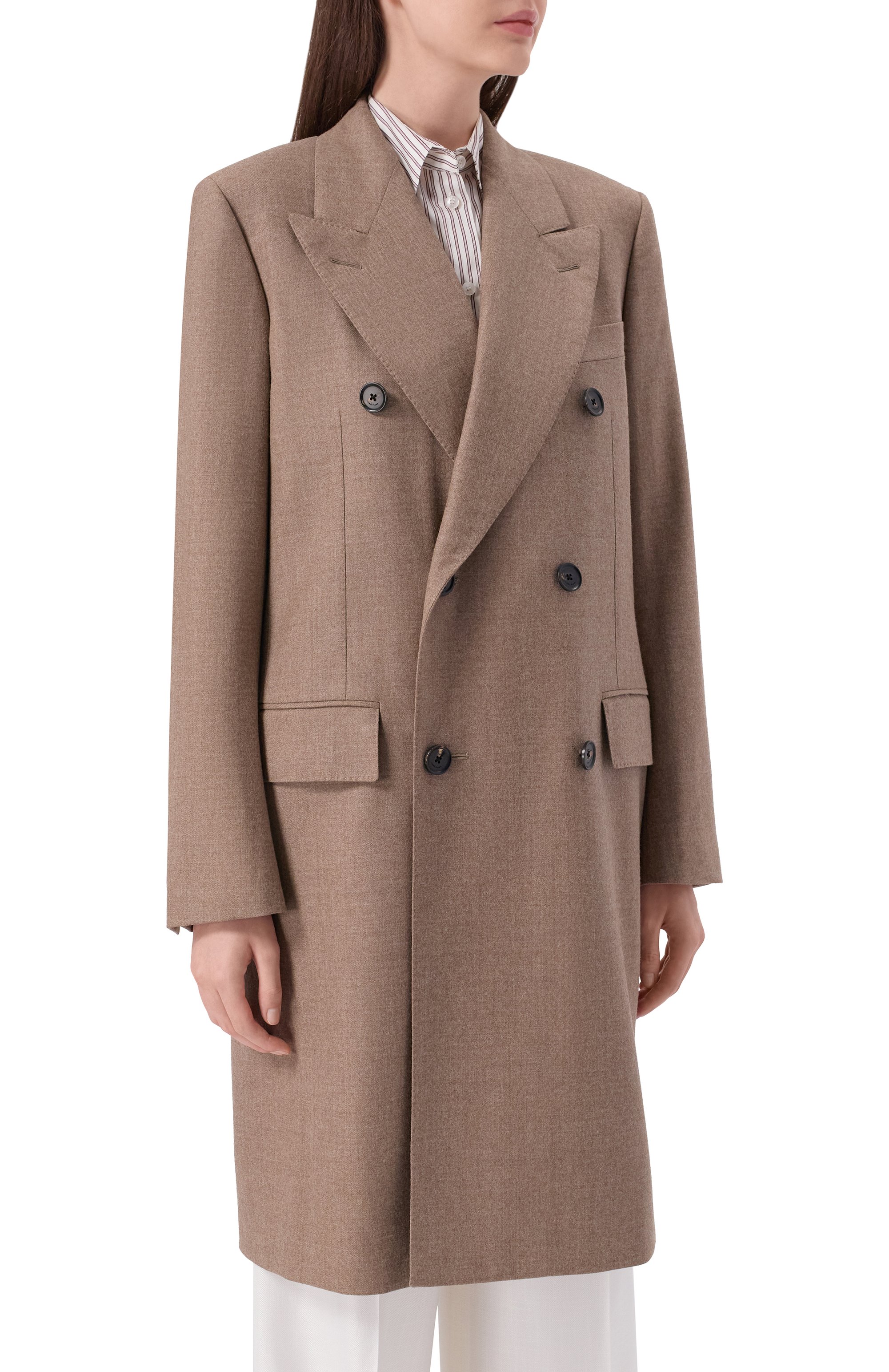 Шерстяное пальто LORO PIANA темно-бежевого цвета по цене 717000 руб., арт. FA03484, фото 3 Шерстяное пальто LORO PIANA, арт. FA03484, фото 3