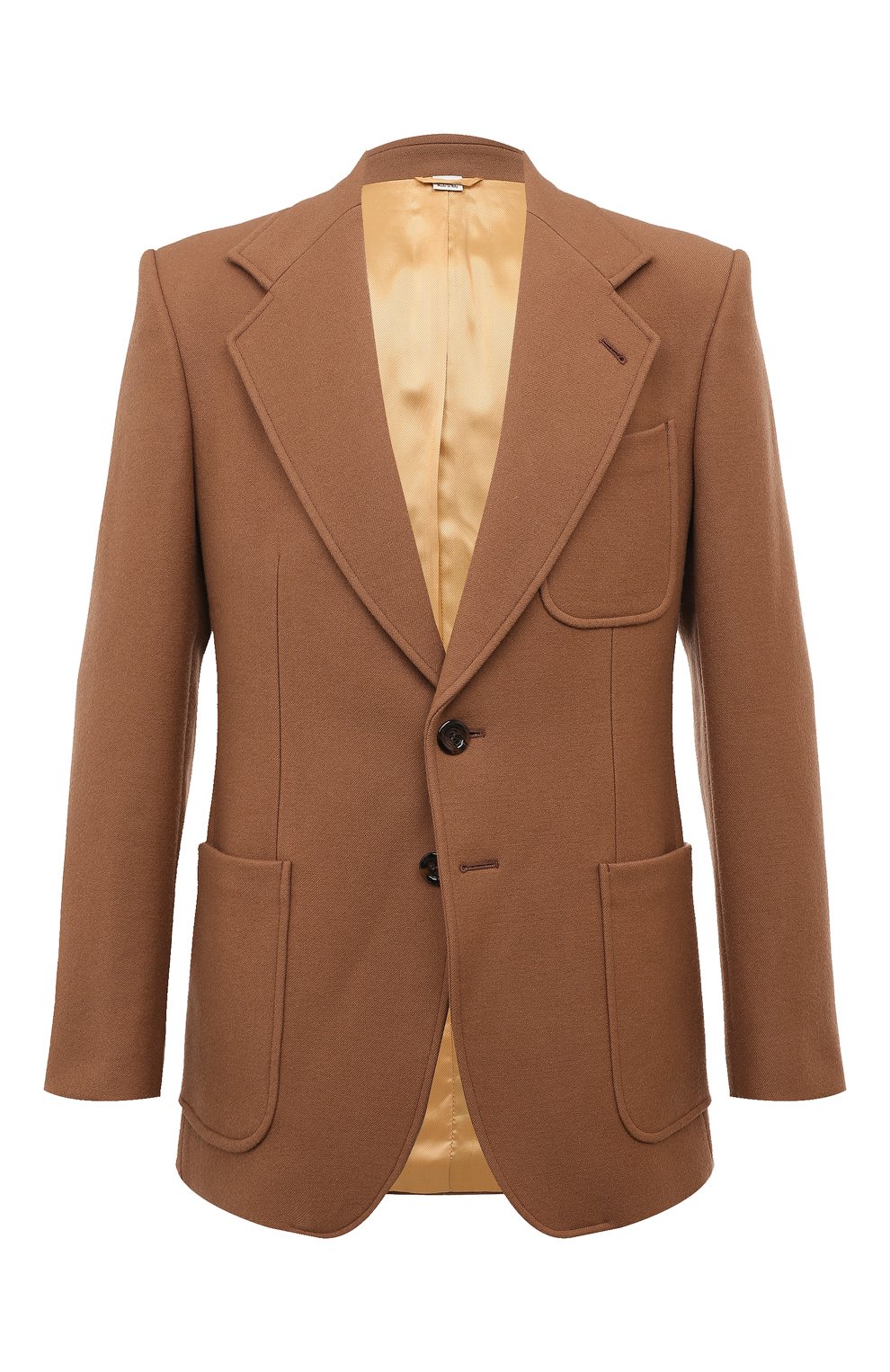 Шерстяной пиджак GUCCI коричневого цвета по цене 331200 руб., арт. 635942 ZAA2U, фото 1 Шерстяной пиджак GUCCI, арт. 635942 ZAA2U, фото 1