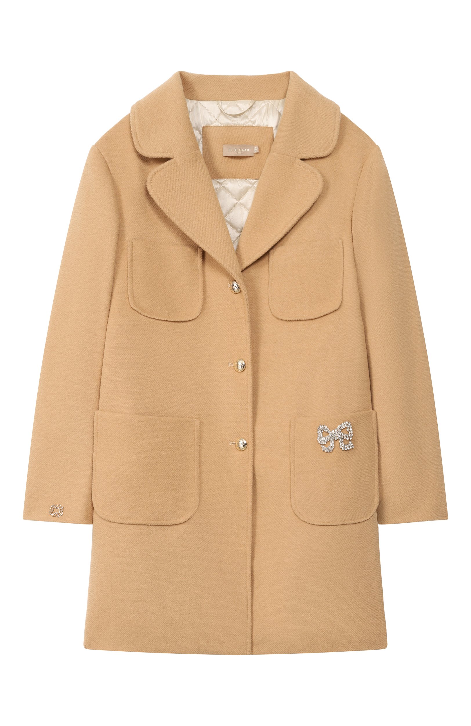 Пальто ELIE SAAB JUNIOR бежевого цвета по цене 87850 руб., арт. EFCT003/TS1059_001, фото 1 Пальто ELIE SAAB JUNIOR, арт. EFCT003/TS1059_001, фото 1