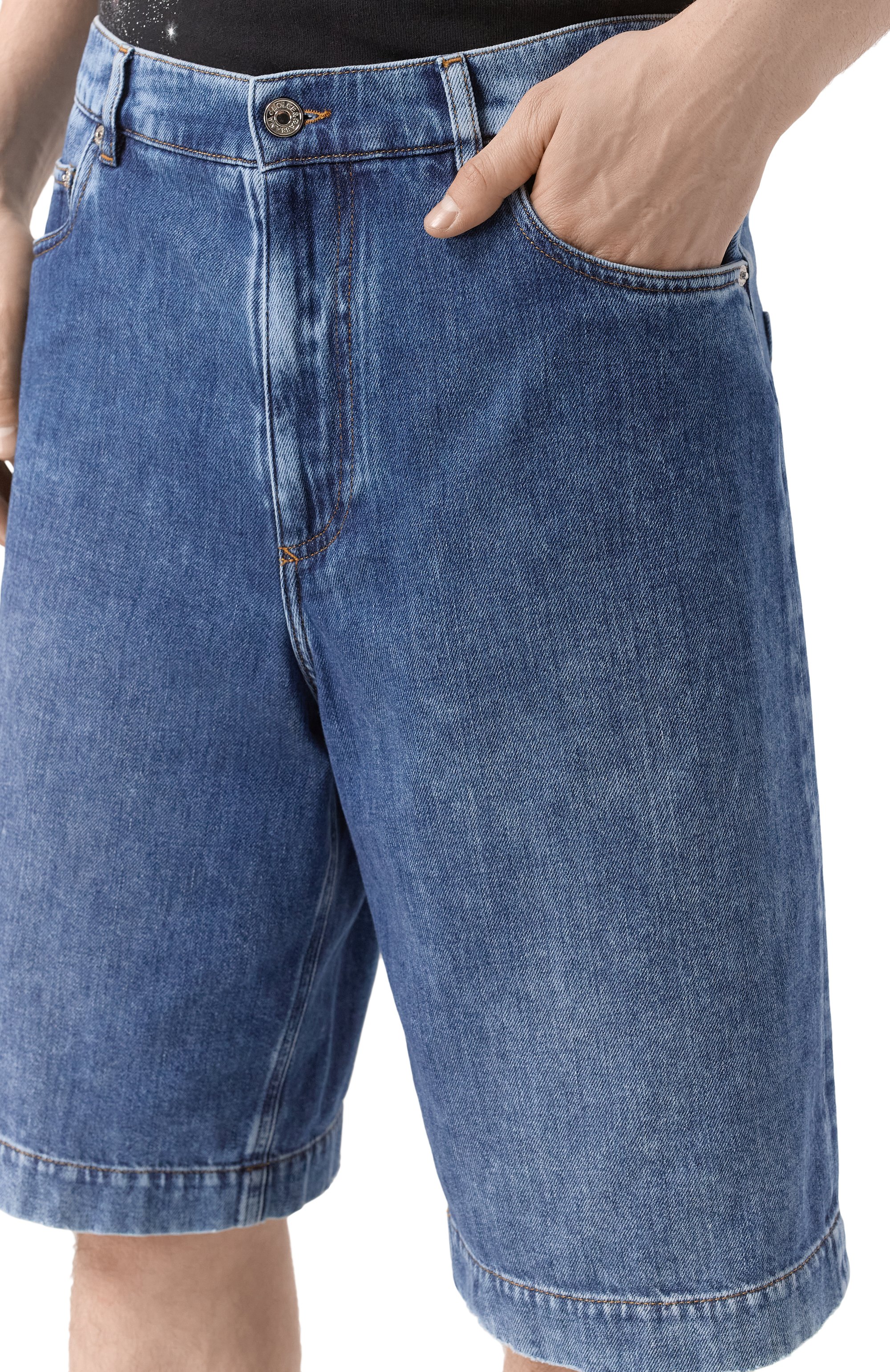 Джинсовые шорты DOLCE & GABBANA синего цвета по цене 87550 руб., арт. GP0T2Z/G8MK5, фото 5 Джинсовые шорты DOLCE & GABBANA, арт. GP0T2Z/G8MK5, фото 5