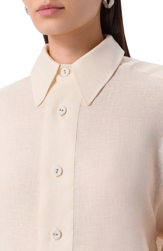 Льняное платье Prada P3N09/14ZC Кремовый  P3N09/14ZC Фото 4