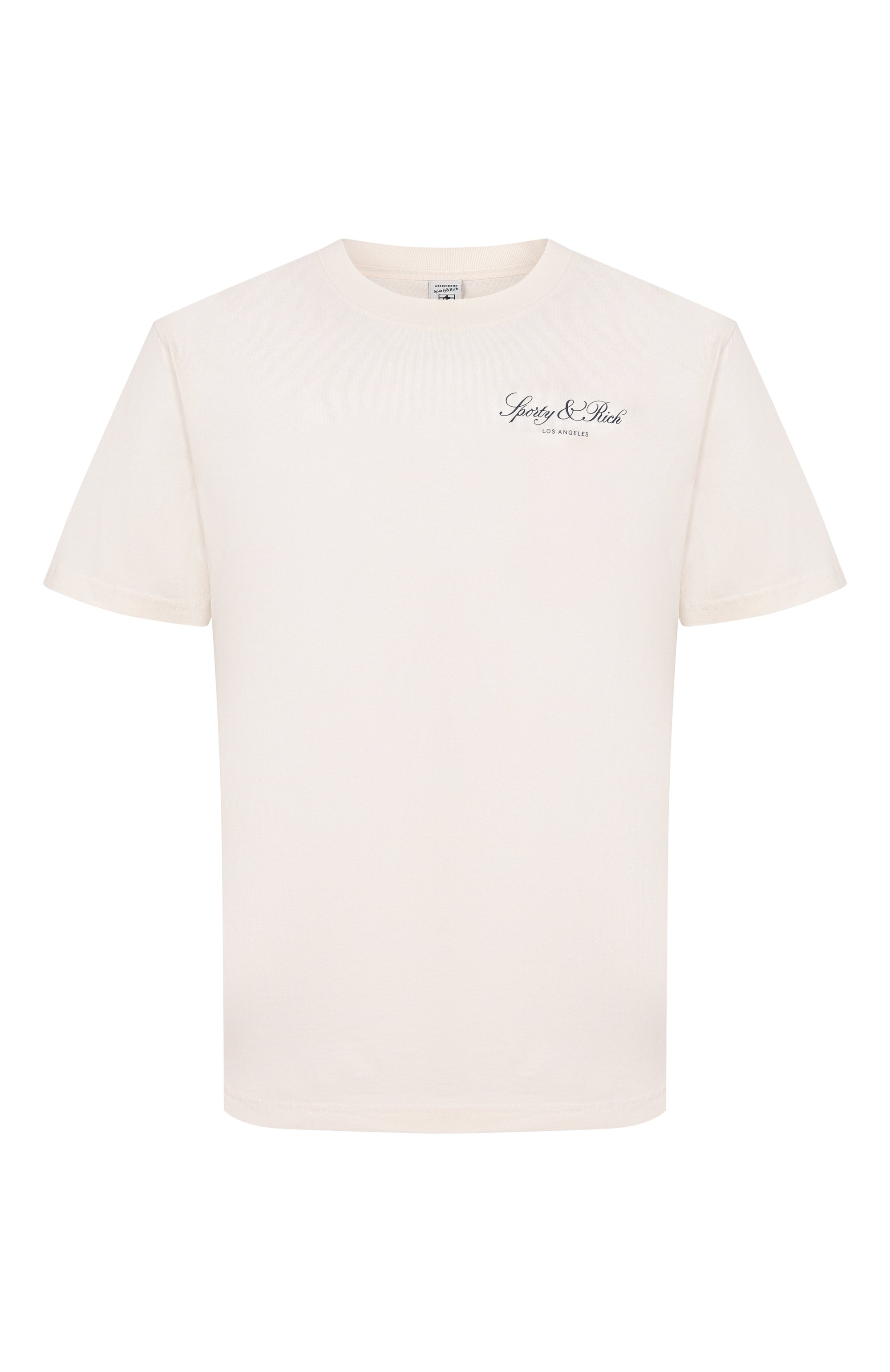 Хлопковая футболка SPORTY AND RICH кремового цвета по цене 12150 руб., арт. T011976269WH37, фото 1 Хлопковая футболка SPORTY AND RICH, арт. T011976269WH37, фото 1