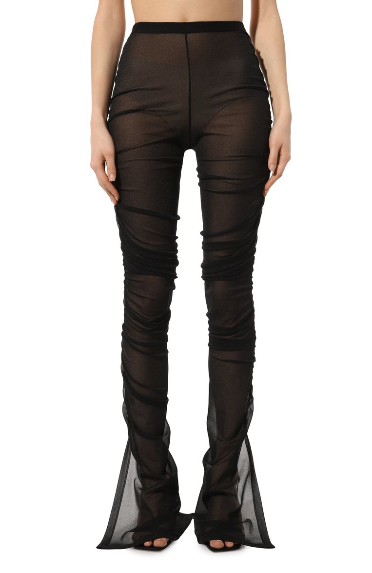 Женские брюки RICK OWENS LILIES черного цвета, арт. LI01D6335/0T | Фото 3 (Материал внешний: Синтетический материал; Силуэт Ж (брюки и джинсы): Расклешенные; Стили: Гранж; Женское Кросс-КТ: Брюки-одежда; Длина (брюки, джинсы): Стандартные)