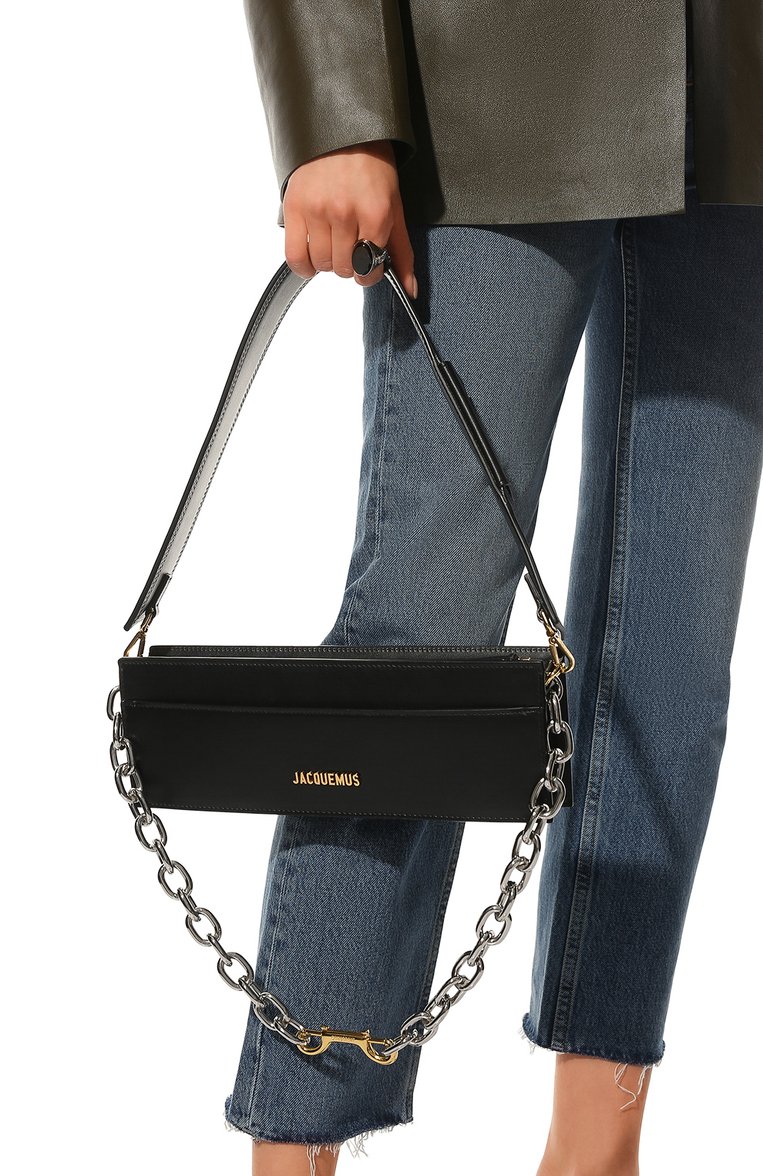 Женская сумка le sac ciuciu JACQUEMUS черного цвета, арт. 213BA009-3060 | Фото 2 (Материал: Натуральная кожа; Размер: medium; Сумки-технические: Сумки через плечо; Драгоценные камни: Проставлено; Материал сплава: Проставлено)