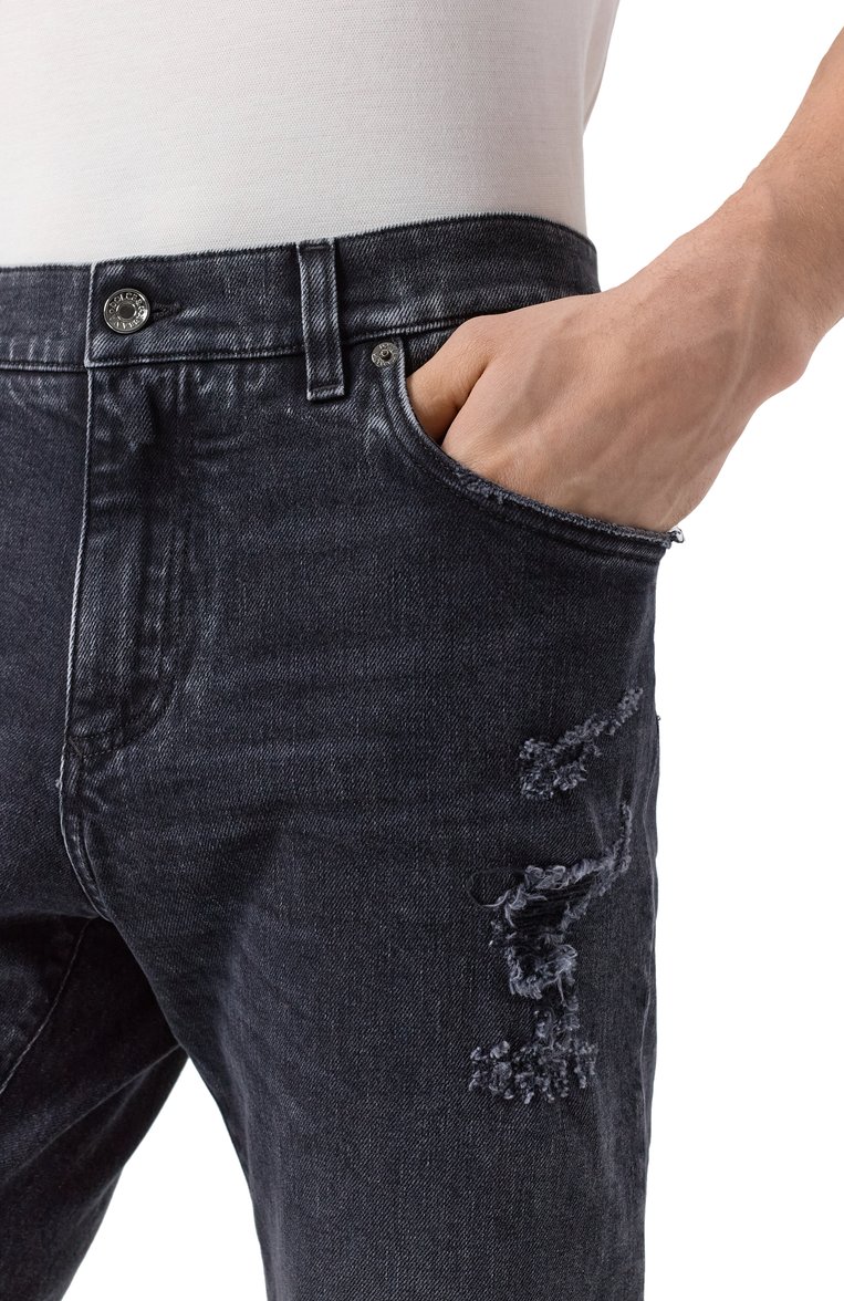 Мужские джинсы slim DOLCE & GABBANA темно-серого цвета, арт. GY07CD/G8MI9 | Фото 5 (Материал внешний: Хлопок, Деним; Длина (брюки, джинсы): Стандартные; Кросс-КТ: Деним; Силуэт М (брюки): Прямые; Детали: Делаве, Потертости; Стили: Гранж, Повседневный; Автоматизация состава: Проставлено; Автоматизация ТО: Проставлено)