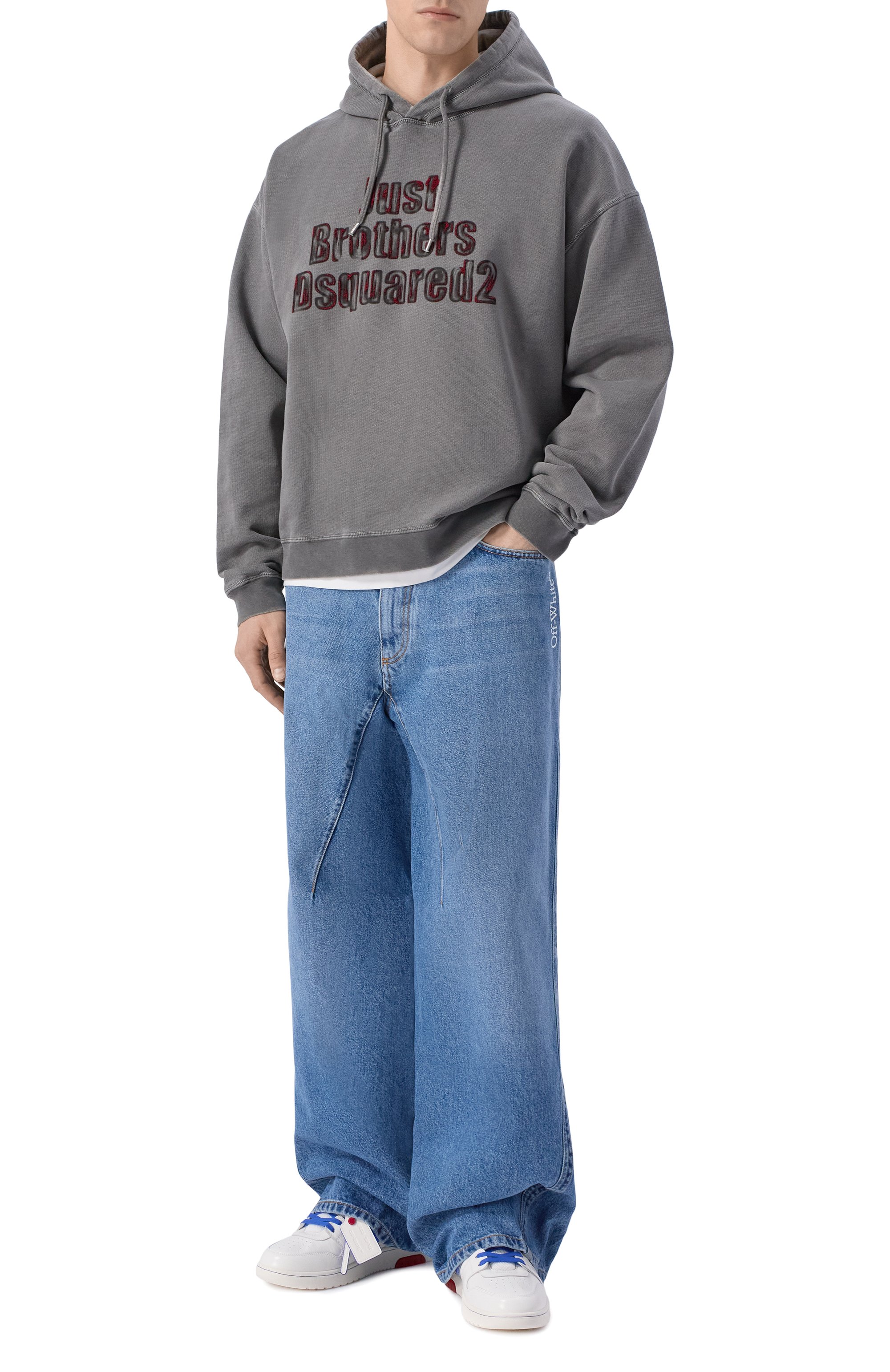 Кожаные кеды out of office OFF-WHITE, арт. 0MIA189S26LEA009, фото 2