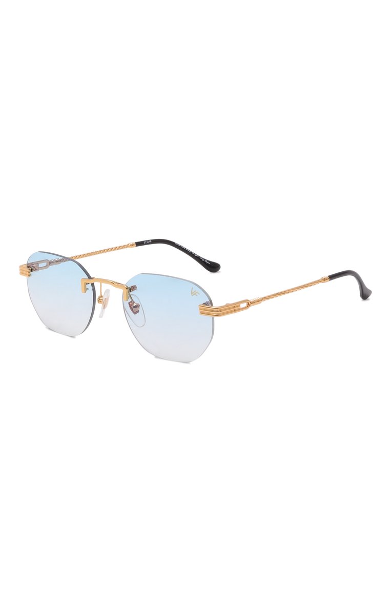 Женские солнцезащитные очки VINTAGE FRAMES голубого цвета, арт. DETR0IT PLAYER 24KT G0LD/SKY BLUE | Фото 1 (Нос: Не проставлено; Региональные ограничения белый список (Axapta Mercury): Не проставлено; Материал: Металл; Тип очков: С/з; Кросс-КТ: С/з-унисекс; Очки форма: Квадратные, Безоправные; Оптика Гендер: оптика-унисекс)