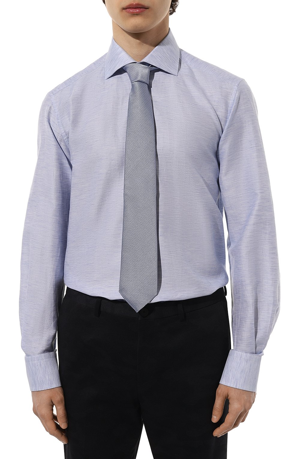 Сорочка из хлопка и шелка STEFANO RICCI голубого цвета по цене 99500 руб., арт. MC000540/R2150, фото 3 Сорочка из хлопка и шелка STEFANO RICCI, арт. MC000540/R2150, фото 3