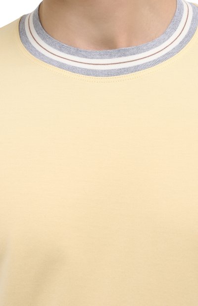 Хлопковая футболка BRUNELLO CUCINELLI желтого цвета по цене 48200 руб., арт. M0T611620, фото 5 Хлопковая футболка BRUNELLO CUCINELLI, арт. M0T611620, фото 5
