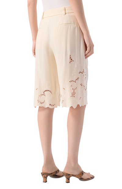 Шорты из вискозы и льна ERIKA CAVALLINI кремового цвета по цене 67300 руб., арт. P6SL11, фото 4 Шорты из вискозы и льна ERIKA CAVALLINI, арт. P6SL11, фото 4