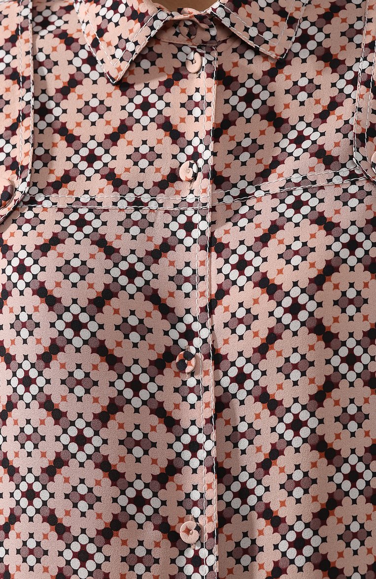 Женская шелковая блузка BOTTEGA VENETA разноцветного цвета, арт. 544948/VEZF0 | Фото 5 (Длина (для топов): Стандартные; Материал внешний: Шелк; Рукава: Длинные; Женское Кросс-КТ: Блуза-одежда; Принт: С принтом; Статус проверки: Проверена категория; Ювелирные украшения: Назначено)