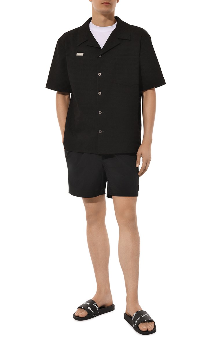 Мужские шлепанцы GIVENCHY черно-белого цвета, арт. BH301TH1E7 | Фото 2 (Нос: Не проставлено; Материал внешний: Резина)
