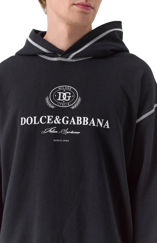 Хлопковое худи Dolce & Gabbana G9BDXZ/G7N0N Чёрный  G9BDXZ/G7N0N Фото 5