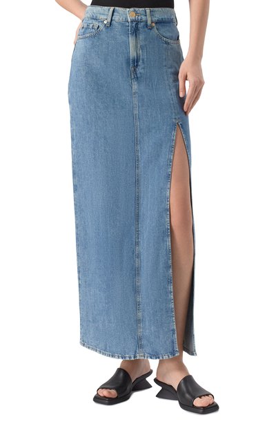 Джинсовая юбка 7 FOR ALL MANKIND голубого цвета по цене 29950 руб., арт. 7U028U03AIA, фото 3 Джинсовая юбка 7 FOR ALL MANKIND, арт. 7U028U03AIA, фото 3