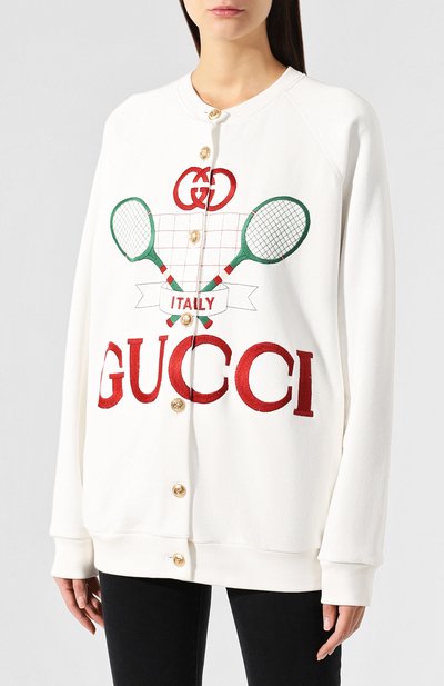Хлопковый кардиган GUCCI белого цвета по цене 155000 руб., арт. 581165/XJBI0, фото 3 Хлопковый кардиган GUCCI, арт. 581165/XJBI0, фото 3