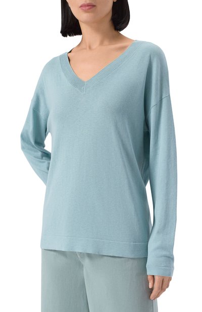 Пуловер из шелка и хлопка WEEKEND MAX MARA бирюзового цвета по цене 27950 руб., арт. RANIA, фото 3 Пуловер из шелка и хлопка WEEKEND MAX MARA, арт. RANIA, фото 3