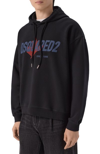 Хлопковое худи DSQUARED2 черного цвета по цене 47200 руб., арт. S74GU0951/D25029, фото 3 Хлопковое худи DSQUARED2, арт. S74GU0951/D25029, фото 3
