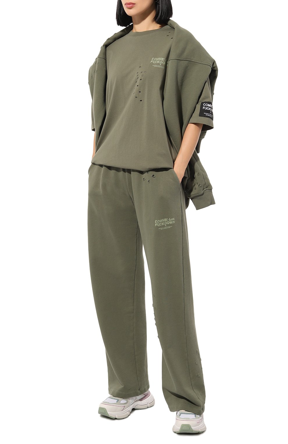 Хлопковая футболка COMME DES FUCKDOWN зеленого цвета по цене 8755 руб., арт. CFABW01186, фото 2 Хлопковая футболка COMME DES FUCKDOWN, арт. CFABW01186, фото 2