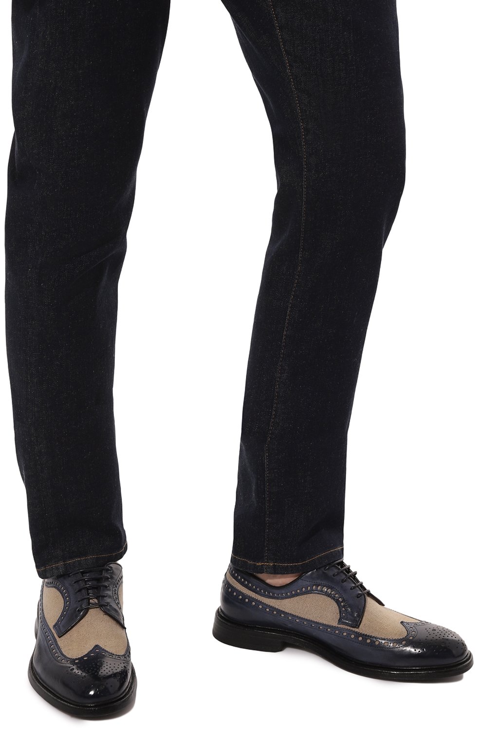 Кожаные дерби GREEN GEORGE темно-синего цвета по цене 43950 руб., арт. 2098/MAREMMA/TELA, фото 3 Кожаные дерби GREEN GEORGE, арт. 2098/MAREMMA/TELA, фото 3