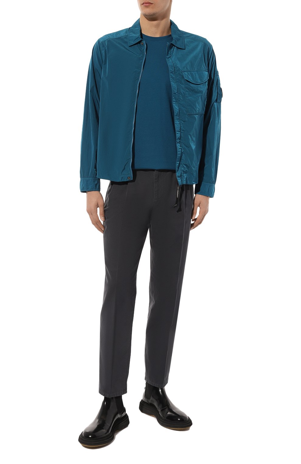 Хлопковая футболка C.P. COMPANY синего цвета по цене 12650 руб., арт. 16CMTS044A005100W, фото 2 Хлопковая футболка C.P. COMPANY, арт. 16CMTS044A005100W, фото 2