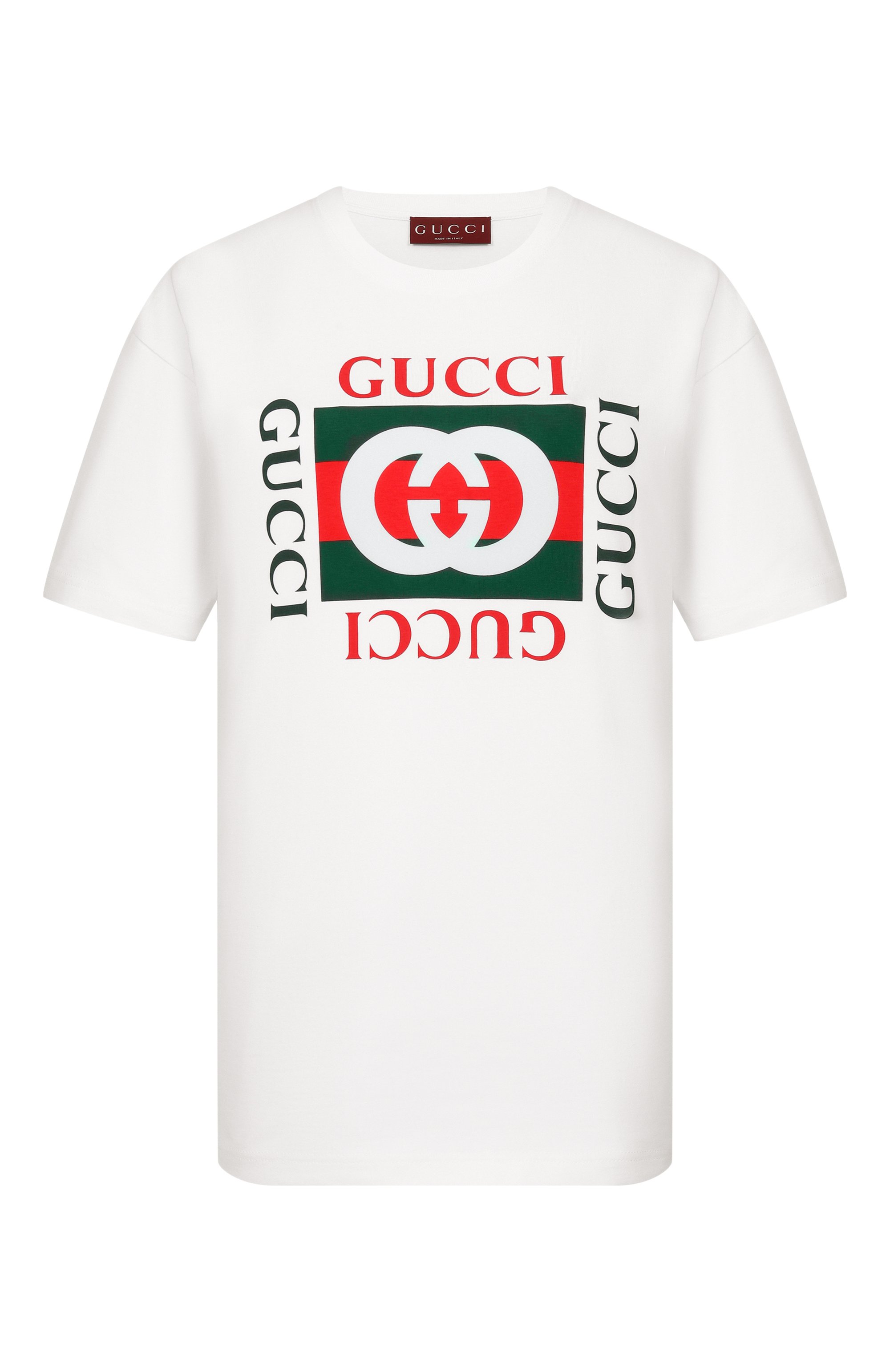 Хлопковая футболка GUCCI белого цвета по цене 69450 руб., арт. 788093/XJGL3, фото 1 Хлопковая футболка GUCCI, арт. 788093/XJGL3, фото 1