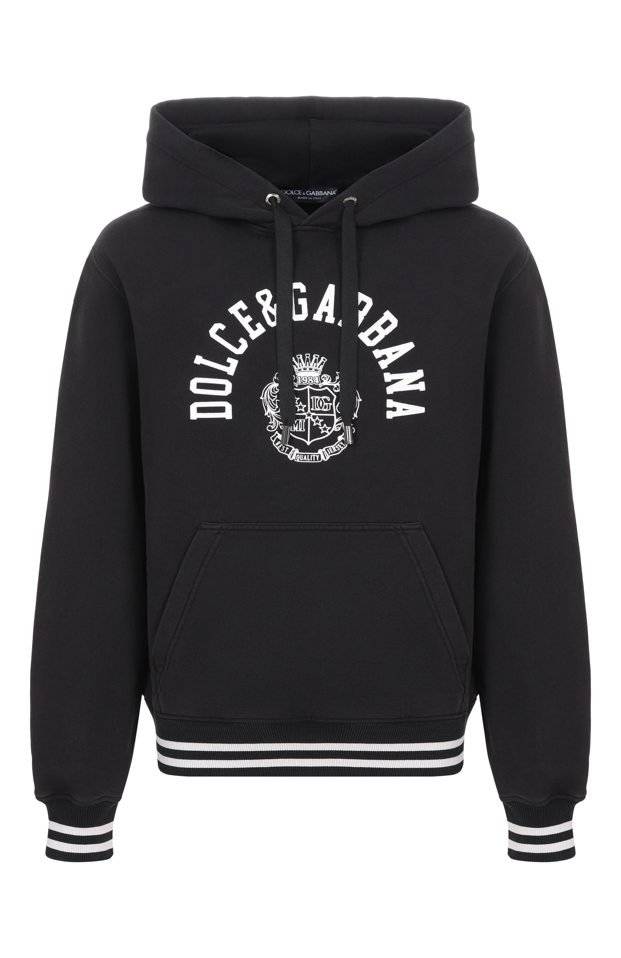 Хлопковое худи DOLCE & GABBANA черного цвета по цене 125500 руб., арт. G9BGPT/G7P0T, фото 1 Хлопковое худи DOLCE & GABBANA, арт. G9BGPT/G7P0T, фото 1