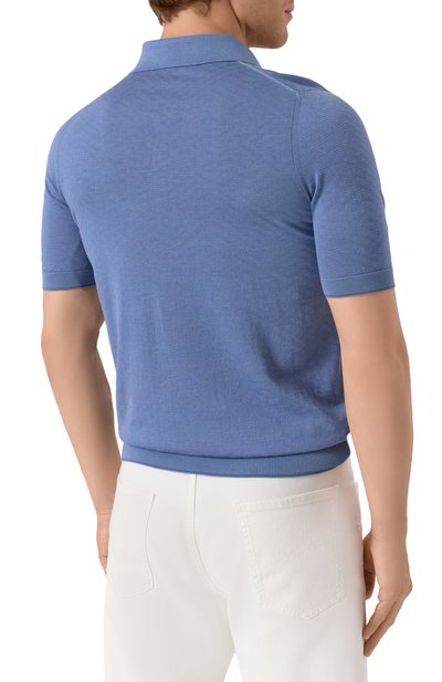 Поло из шелка и хлопка ZILLI голубого цвета по цене 139500 руб., арт. KBP002M0164VFAF00, фото 4 Поло из шелка и хлопка ZILLI, арт. KBP002M0164VFAF00, фото 4