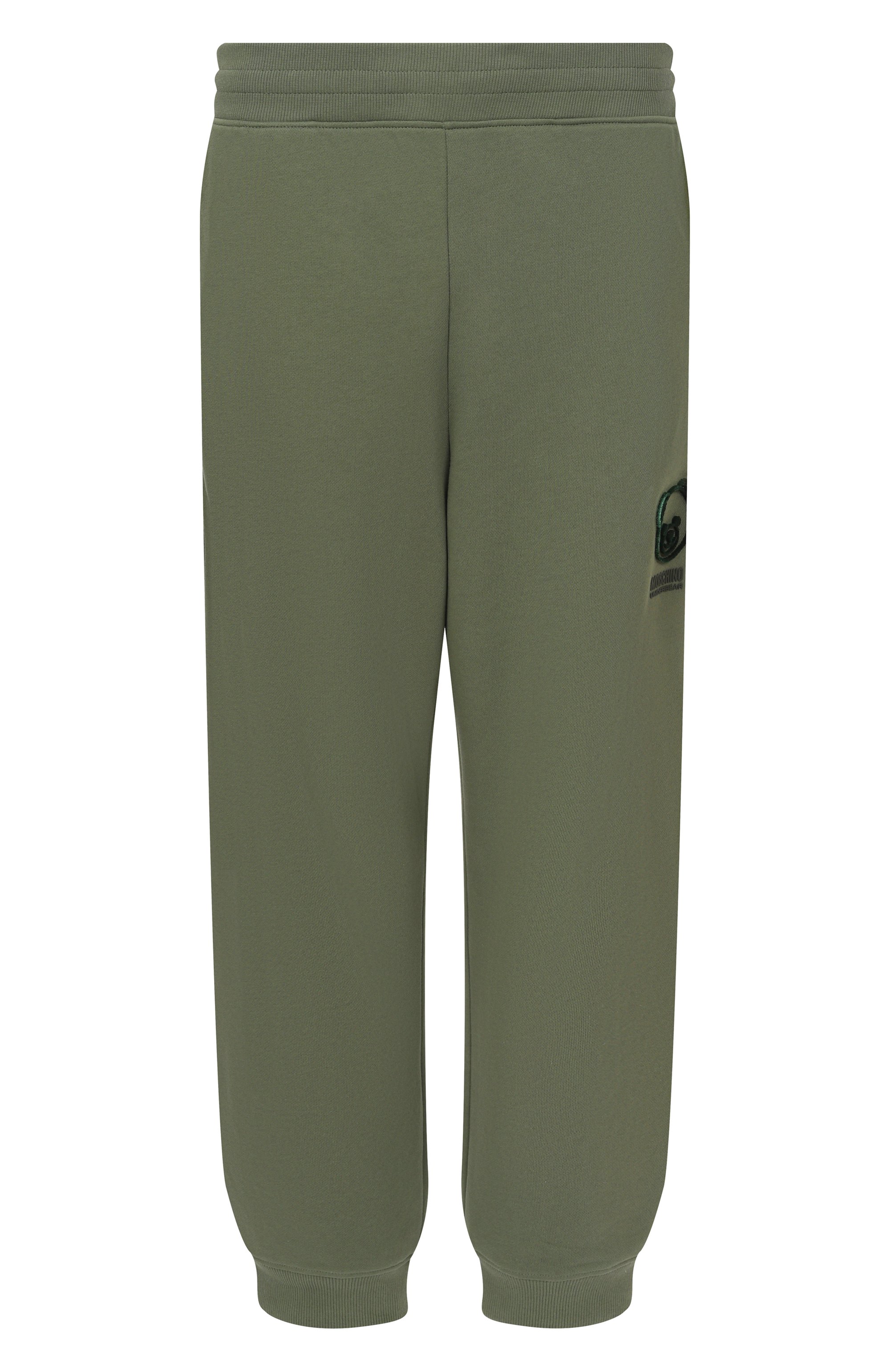 Хлопковые джоггеры MOSCHINO темно-зеленого цвета по цене 29950 руб., арт. A6808/4418, фото 1 Хлопковые джоггеры MOSCHINO, арт. A6808/4418, фото 1