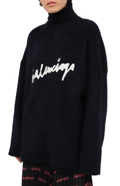 Хлопковый свитер BALENCIAGA темно-синего цвета по цене 139500 руб., арт. 628649/T3182, фото 3 Хлопковый свитер BALENCIAGA, арт. 628649/T3182, фото 3
