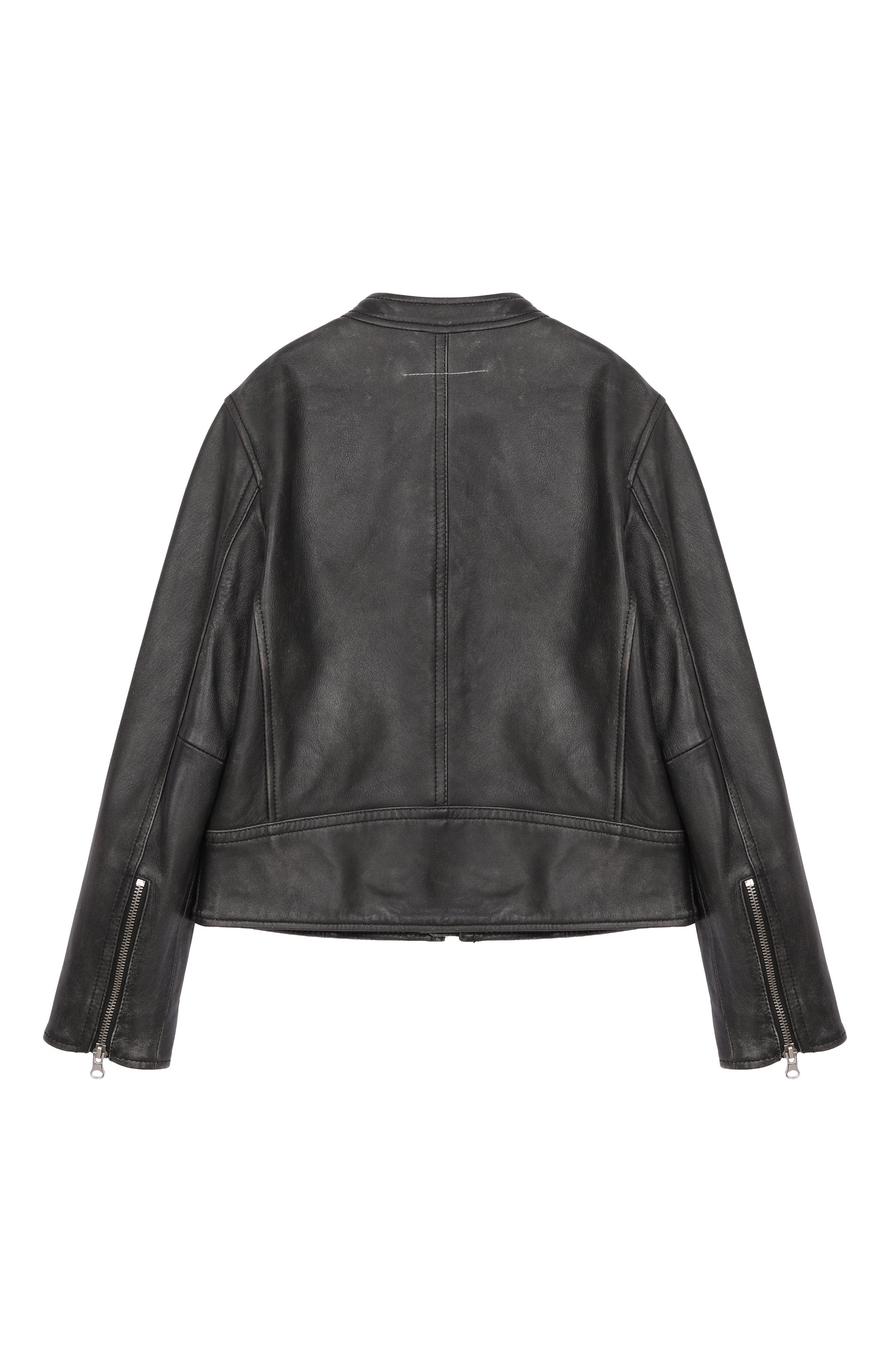 Кожаная куртка MM6 темно-серого цвета по цене 79950 руб., арт. M60497/MM07E, фото 2 Кожаная куртка MM6, арт. M60497/MM07E, фото 2