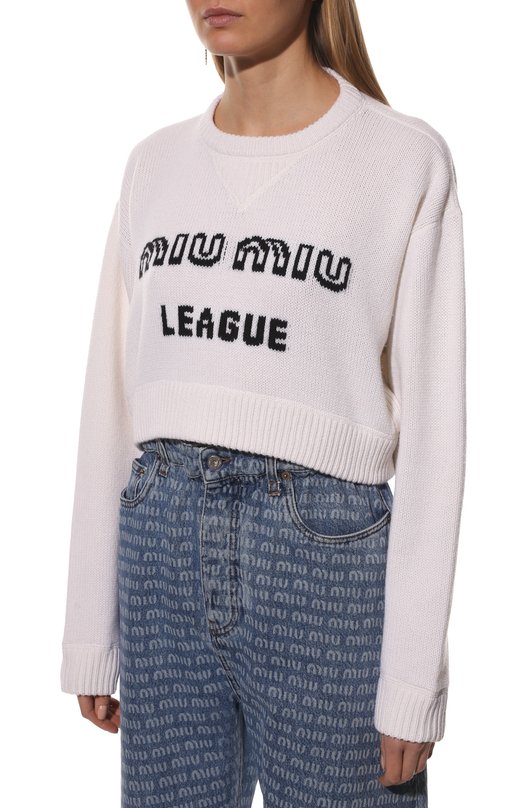 Кашемировый свитер Miu Miu MML548-10C4-F0009 Белый  MML548-10C4-F0009 Фото 3