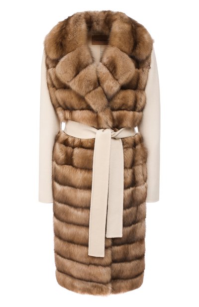 Пальто с отделкой из меха соболя YVES SALOMON, арт. 20WYM38504CAZI, фото 1