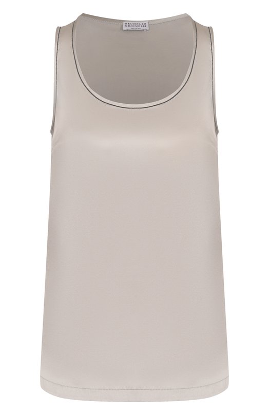 Атласный топ Brunello Cucinelli MPC59DE330 Кремовый MPC59DE330