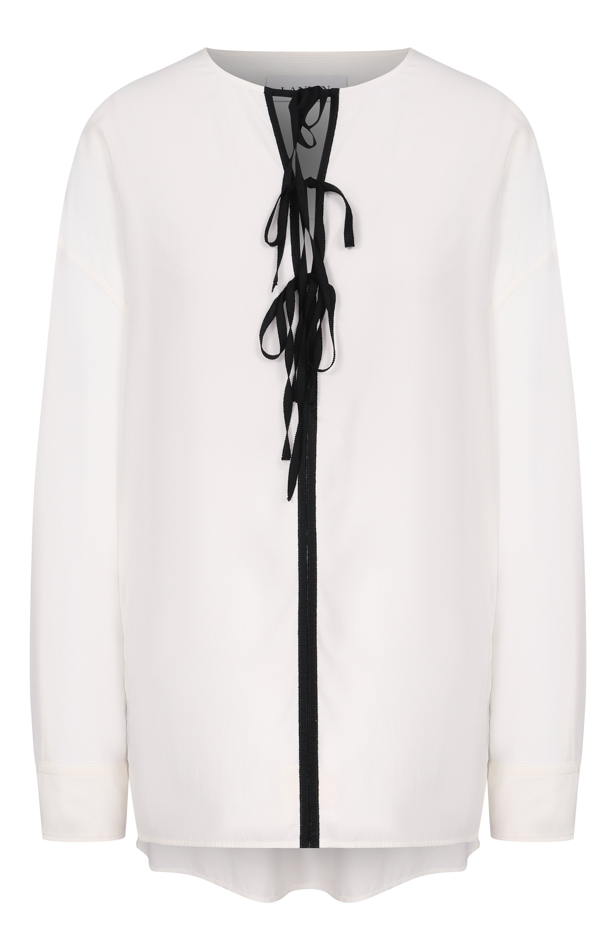 Блузка из вискозы и шелка LANVIN белого цвета по цене 225000 руб., арт. RW-T00067-6253-E26, фото 1 Блузка из вискозы и шелка LANVIN, арт. RW-T00067-6253-E26, фото 1