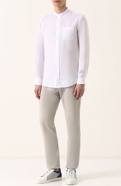 Льняная рубашка с воротником-стойкой GIORGIO ARMANI белого цвета по цене 38800 руб., арт. WSC6QT/WS16C, фото 2 Льняная рубашка с воротником-стойкой GIORGIO ARMANI, арт. WSC6QT/WS16C, фото 2