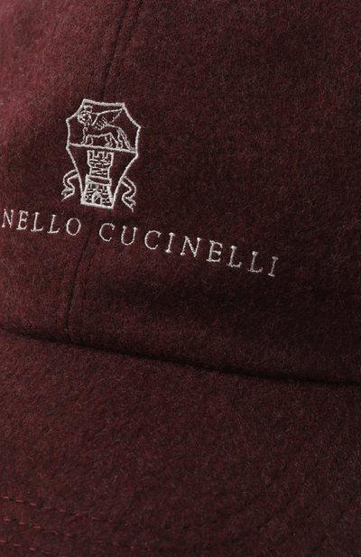 Шерстяная бейсболка BRUNELLO CUCINELLI бордового цвета по цене 69650 руб., арт. MY4499850W, фото 3 Шерстяная бейсболка BRUNELLO CUCINELLI, арт. MY4499850W, фото 3