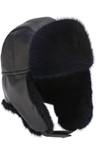 Кожаная шапка-ушанка с меховой отделкой ZILLI, арт. MHQ-0RS00-01005/1002, фото 4