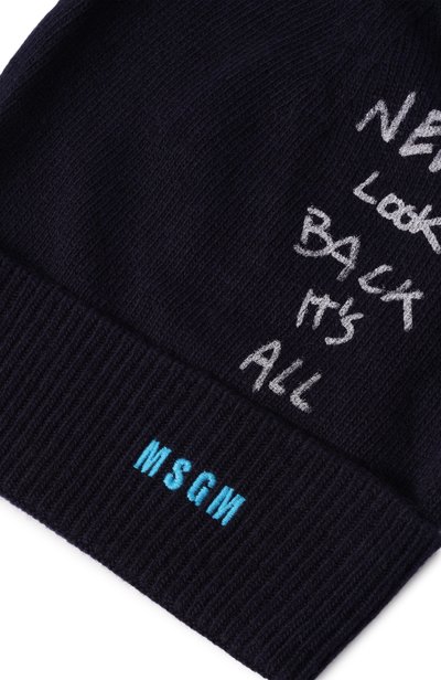 Шапка из шерсти и вискозы MSGM KIDS темно-синего цвета по цене 8700 руб., арт. F6MSJUHT190, фото 3 Шапка из шерсти и вискозы MSGM KIDS, арт. F6MSJUHT190, фото 3