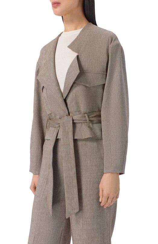 Жакет изо льна и вискозы Lorena Antoniazzi E2624GA47A/5154 Коричневый  E2624GA47A/5154 Фото 3