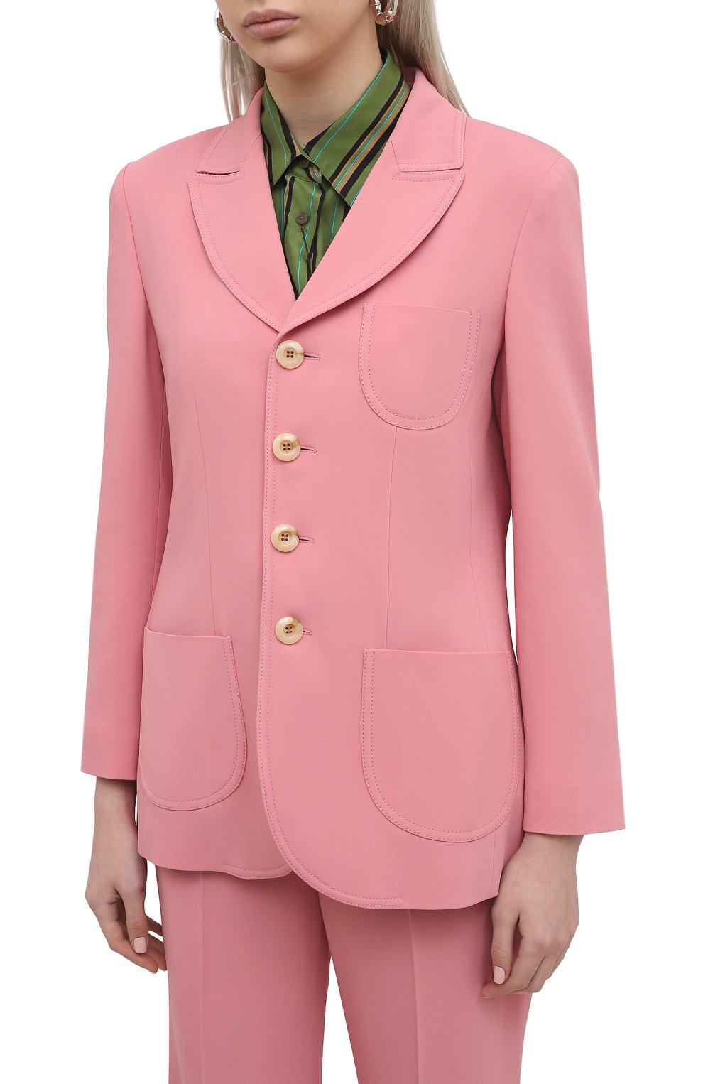 Жакет из вискозы GUCCI розового цвета по цене 194500 руб., арт. 643294/ZKR01, фото 3 Жакет из вискозы GUCCI, арт. 643294/ZKR01, фото 3