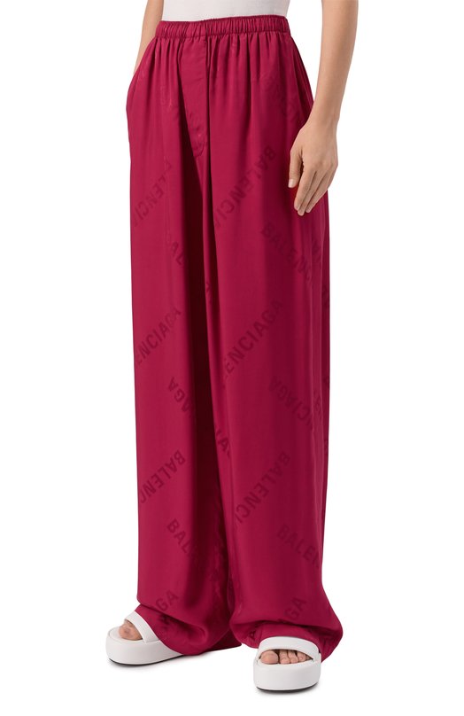 Атласные брюки Balenciaga 681822/T0013 Бордовый  681822/T0013 Фото 3