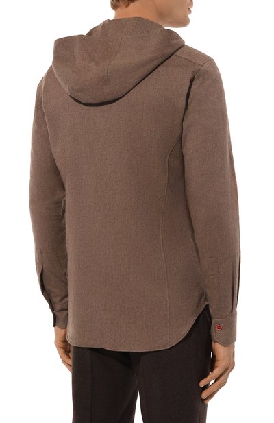 Хлопковая рубашка KITON коричневого цвета по цене 85700 руб., арт. UMCMARH0906109, фото 4 Хлопковая рубашка KITON, арт. UMCMARH0906109, фото 4