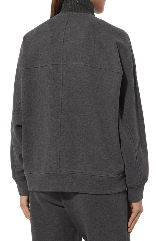 Хлопковая толстовка Brunello Cucinelli MN05NHR216 Серый  MN05NHR216 Фото 4