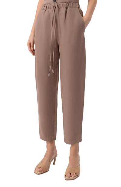 Брюки из вискозы и льна ANTONELLI FIRENZE темно-бежевого цвета по цене 58350 руб., арт. Q8713/935, фото 3 Брюки из вискозы и льна ANTONELLI FIRENZE, арт. Q8713/935, фото 3