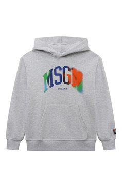 Детский хлопковое худи MSGM KIDS светло-серого цвета, арт. F3MSJBHS109 | Фото 1 (Рукава: Длинные; Мальчики Кросс-КТ: Худи-одежда; Материал сплава: Проставлено; Материал внешний: Хлопок; Драгоценные камни: Проставлено)